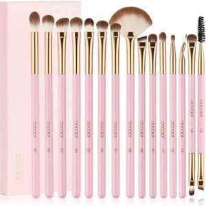 Docolor Eye Makeup Brushes 15Pcs Eyeshadow Brush Set with Synthetic Hairs - Pink